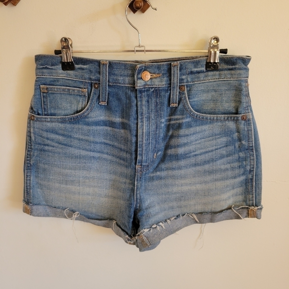 Madewell The Perfect Jean Short Short Raw Rolled Hem Stretch Denim Small 25